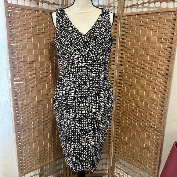 Lafayette 148 NewYork Elegant Black and White Sleeveless Dress - Picture 2 of 12